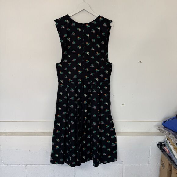 Vintage 80's Dress Cambridge Dry Goods Floral Pinafore Cottagecore Prairie Large - Picture 3 of 12